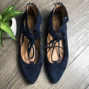Arturo Chiang Leather Suede Lace Up Gillie Flat